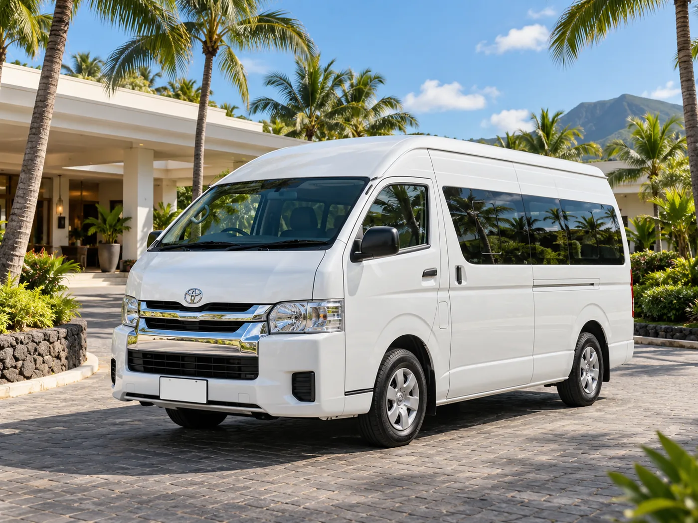 A passenger van ready to load